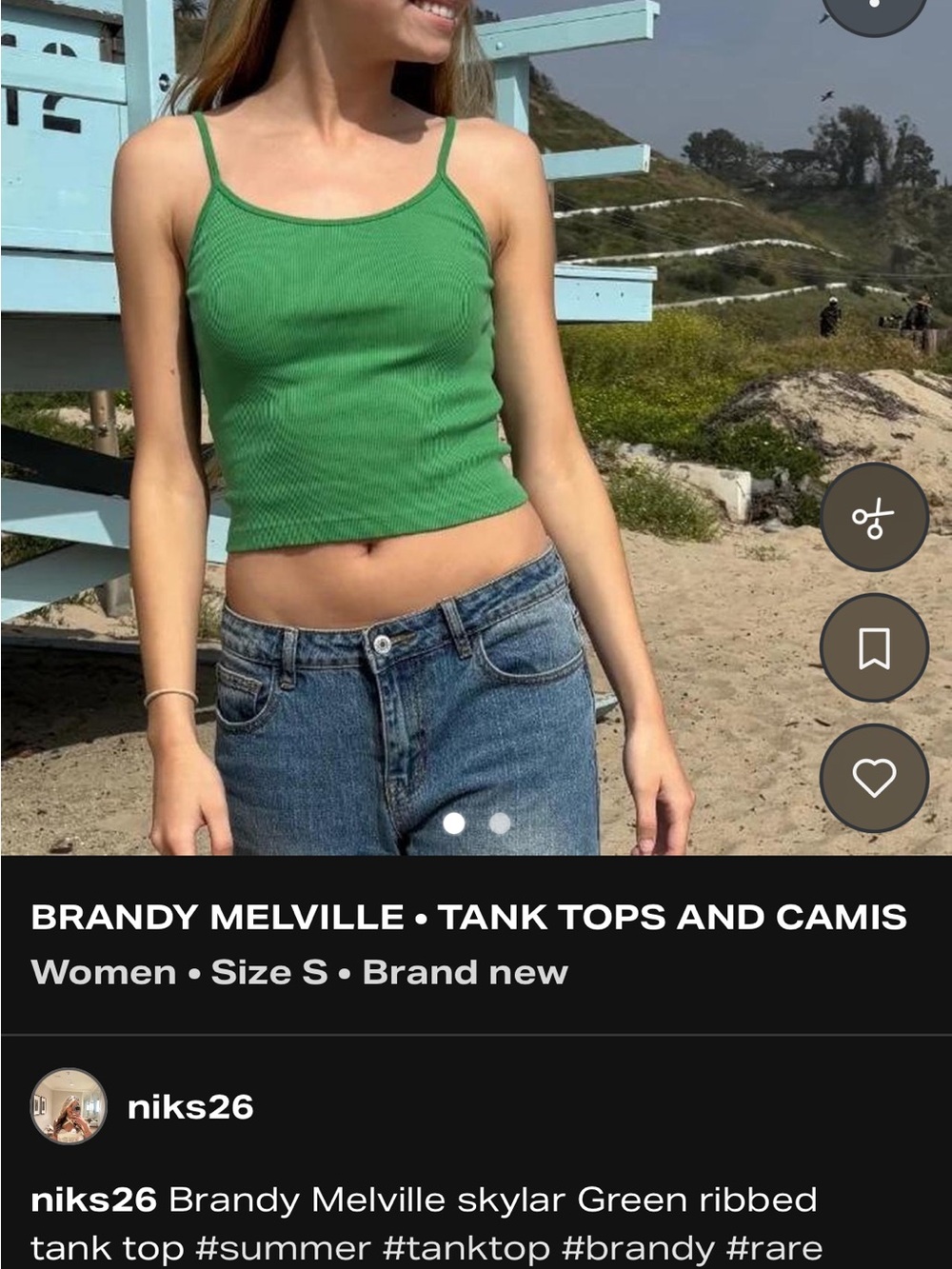 Brandy Melville Bright Green Ribbed Cropped Tank